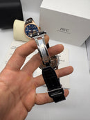 IWC PORTUGIESER YACTH CLUB TURBILHÃO - 44mm - Aço Most. Cinza Puls Couro