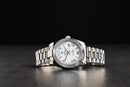 Rolex Day-Date 40mm Aço, Mostrador Branco Luneta Canelada