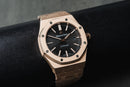 Audemars Piguet Royal Oak 41mm Rosé Mostrador Preto Bezel Rosé Pulseira Rosé