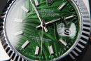 Rolex Datejust 36mm Aço Mostrador Verde-Folhas Luneta Canelada