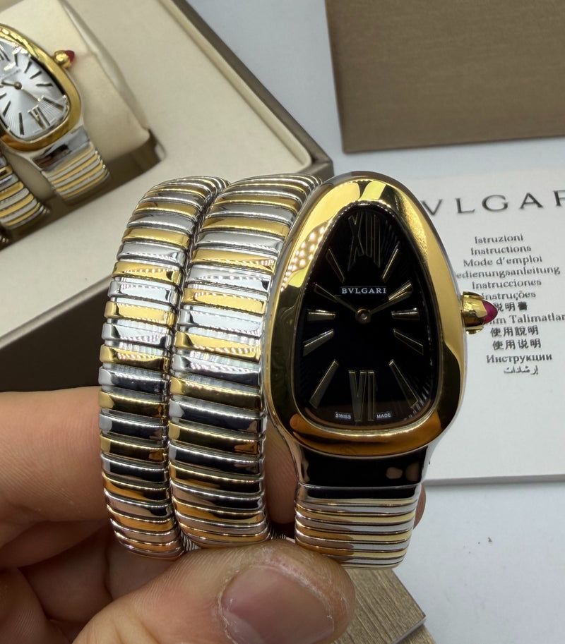 Bvlgari Serpenti Tubogas 02 Voltas 35mm Aço/Dourado Mostrador Preto