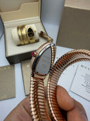Bvlgari Serpenti Tubogas 02 Volta 35mm Aço/Rose Mostrador Preto - Cravejado