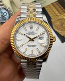 Rolex Datejust 41mm - Aço/Ouro* - Mostrador Branco - Pulseira Jubilee - CLONE