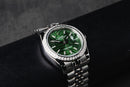 Rolex Datejust 36mm Aço Mostrador Verde-Folhas Luneta Cravejada
