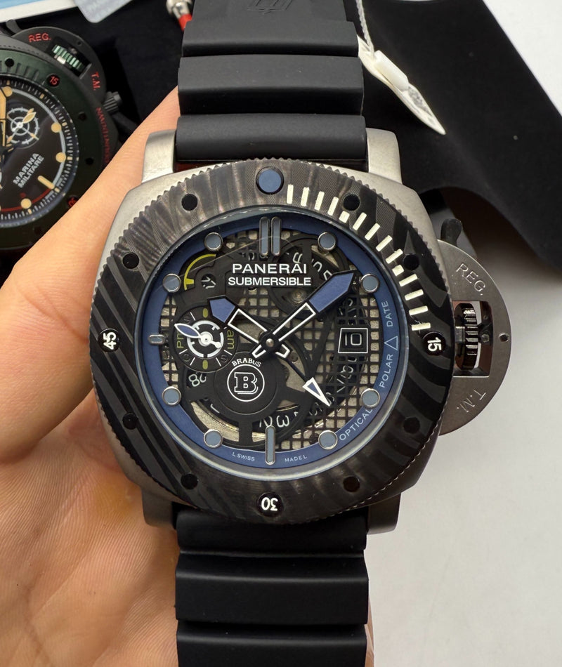 Panerai Luminor Submersible 47mm Aço/OxBlack BRABUS - Azul