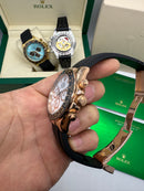Rolex Daytona 40mm Dourado Mostrador Branco Luneta Preta