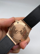 Hublot Classic Chrono 45mm Rosé Mostrador Azul Pulseira Couro Azul