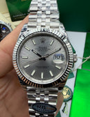 Rolex Datejust Aço 41mm, Mostrador Prata, Pulseira Jubilee - CLONE