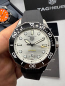 TAG Heuer Aquarecer 300, 43mm, Aço, Mostrador Branco, Puls. Borracha
