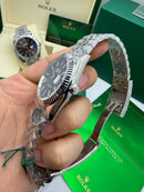 Rolex Datejust Aço 41mm, Mostrador Preto, Pulseira Jubilee - CLONE