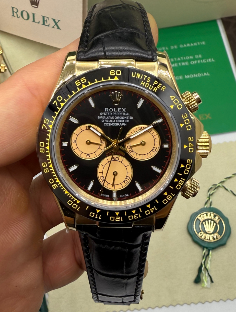Rolex Daytona 40mm Aço/Dourado Mostrador Preto Luneta Preta