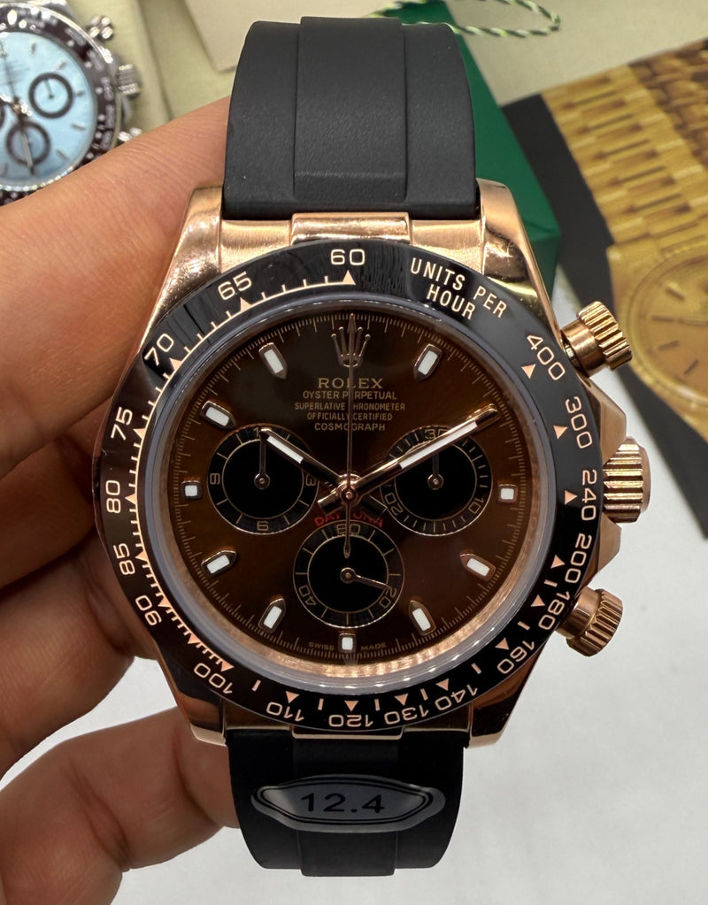 Rolex Daytona Everose 40mm - Mostrador Chocolate - Pulseira OysterFlex - CLONE