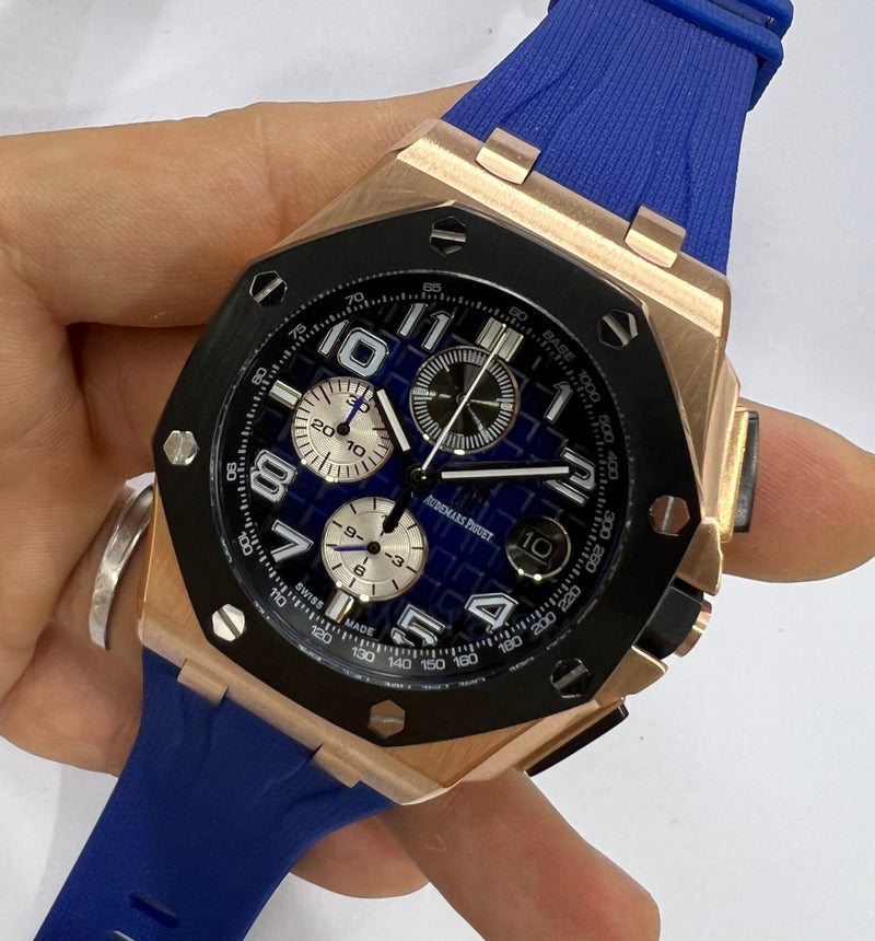 Audemars Piguet Royal Oak Offshore 44mm Mostrador Azul Bezel Aço