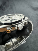Audemars Piguet RoyalOak Panda 41mm Aço Mostrador Branco Bezel Aço Puls. Aço
