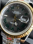 Rolex DateJust 41mm Wimbledon Aço/Dourado Mostrador Cinza Luneta Canelada