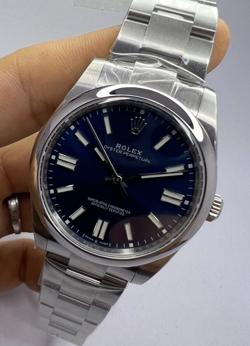 Rolex Oyster Perpetual Oystersteel 41mm, Mostrador Azul - CLONE
