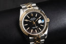 Rolex Datejust 41/36mm Aço/Dourado Mostrador Preto Luneta Canelada