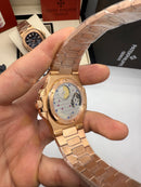 Patek Philippe Nautilus Fases da Lua 40mm, Aço/Rose, Mostrador Marrom