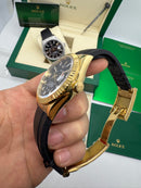 Rolex Sky-Dweller - 42 mm, Aço/Ouro 904L - Mostrador Preto - OysterFlex - CLONE