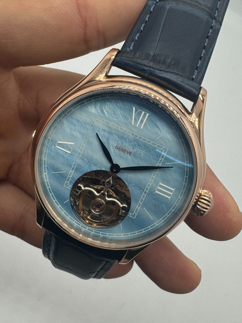 Patek Philippe Classic Turbilhão 40mm Aço/Rose, Pulseira Couro