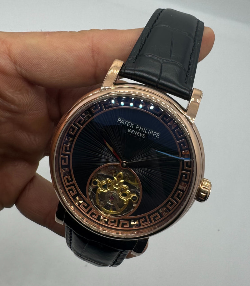 Patek Philippe Classic Turbilhão 40mm Aço/Rose, Pulseira Couro