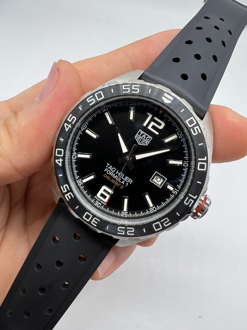 Tag Heuer F1 43mm Aço Mostrador Preto Luneta Preta