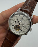 Patek Phillippe Turbilhão 42mm Aço, Pulseira Couro - Diamond