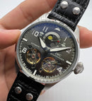 IWC PORTUGIESER YACTH CLUB TURBILHÃO - 44mm - Aço Most. Cinza Puls Couro