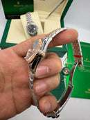 Rolex Datejust Aço/Rose 36mm/31mm, Most. Marrom Cravejado, Puls. Jubilee - CLONE
