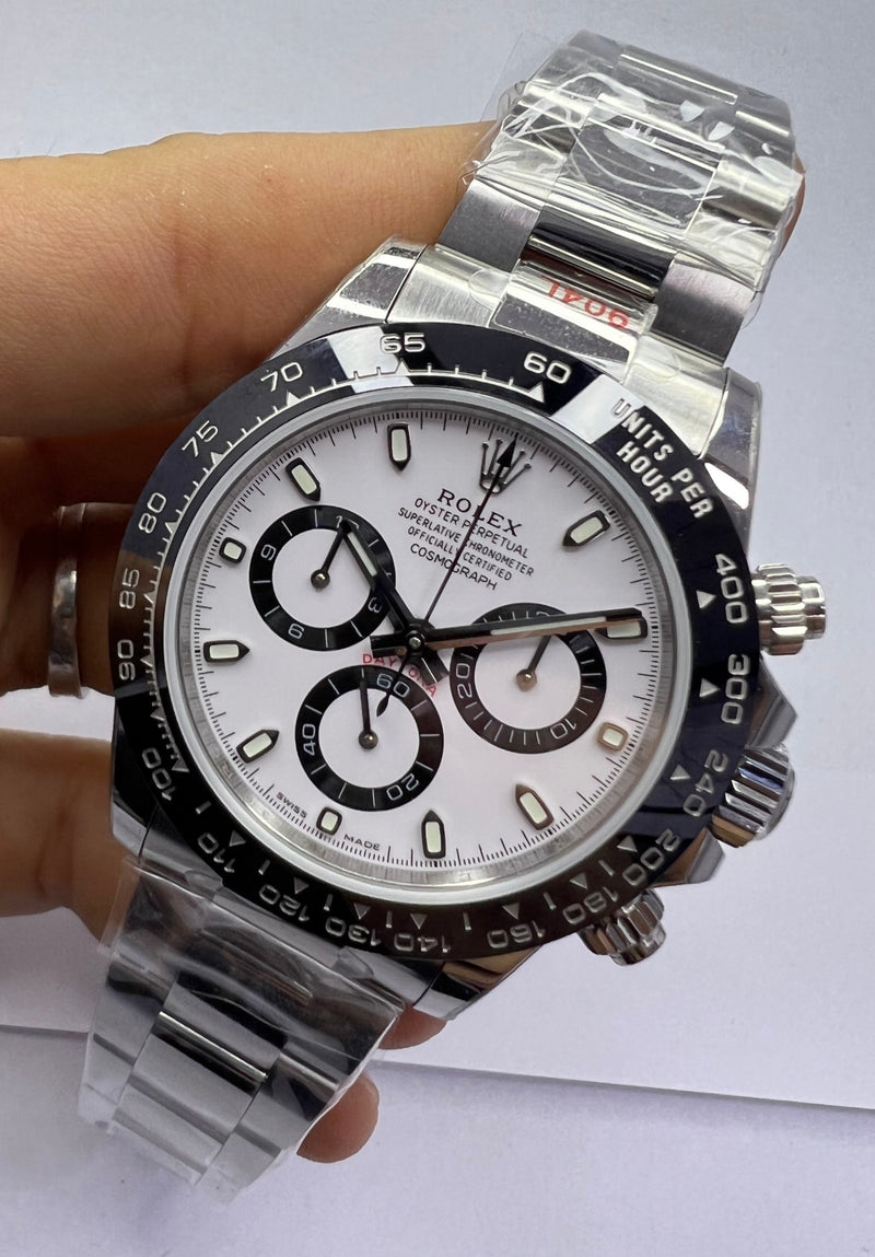 Rolex Daytona Aço - 40mm - PANDA - Mostrador Branco - CLONE -