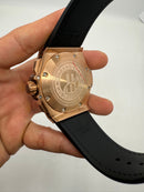 Hublot King Power 48mm Aço/Rose, Mostrador Preto Esqueleto