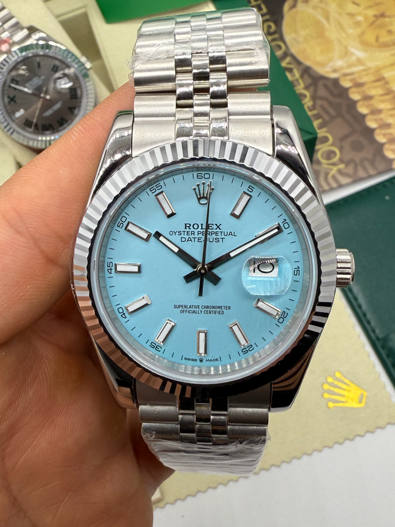 Rolex Date-Just 41mm Aço Mostrador Tiffany Luneta Canelada