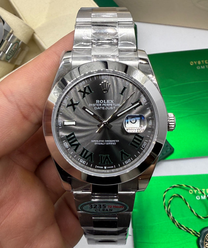 Rolex Datejust Oyster, 41mm, Oystersteel, Wimbledon, Mostrador Ardósia - CLONE