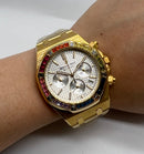 Audemars Piguet R.O. Dourado Mostrador Branco Bezel Pedras