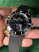 Breitling Superocean Aço 44mm Mostrador Preto Bisel Preto Pulseira Borracha