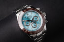 Rolex Daytona Ice Blue 40mm Aço Mostrador Azul Luneta Marrom