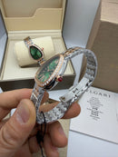 Bvlgari SERPENTI SEDUTTORI 33mm Aço/Rosè - Mostrador Verde Bezel Cravejado