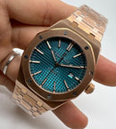 Audemars Piguet Royal Oak 39mm Aço Rose Mostrador Azul Bezel e Pulseira Aço Rose