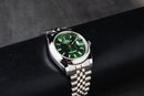 Rolex Datejust 36mm Aço Mostrador Verde-Folhas Luneta Abaulada