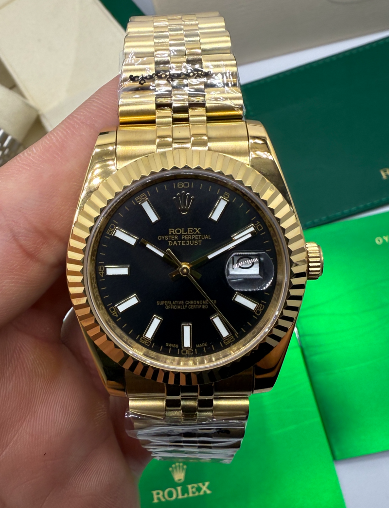 Rolex Date-Just 41mm/36mm Aço/Dourado, Mostrador Dourado, Luneta Canelada
