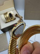 Bvlgari Serpenti Tubogas 02 Volta 35mm Aço/Dourado Mostrador Prata - Cravejado