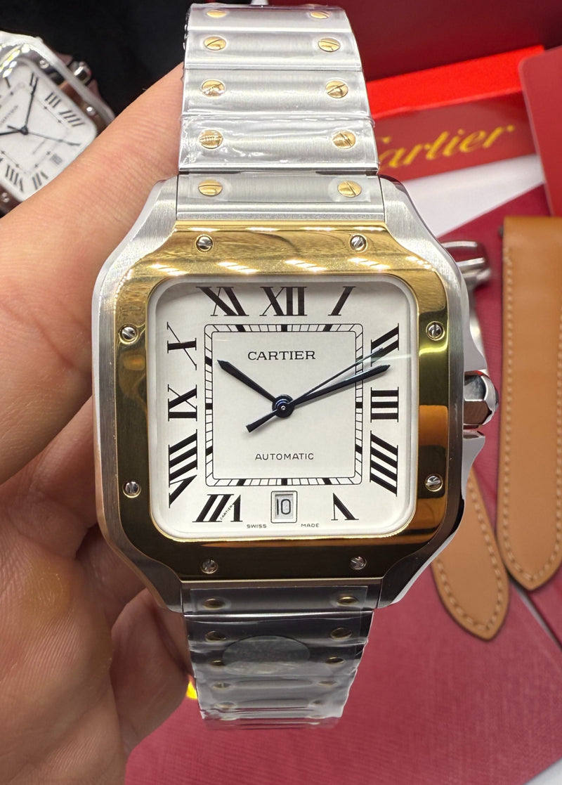 Cartier Santos Aço/Ouro 40mm - Pulseira Aço - CLONE