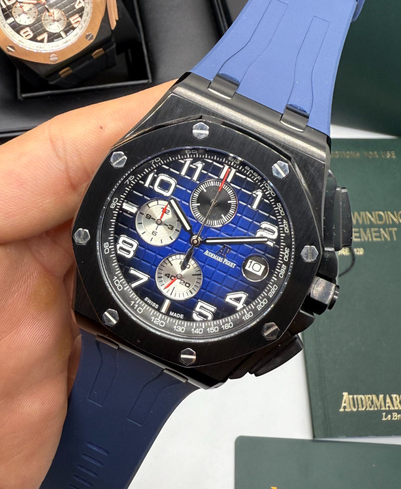 Audemars Piguet Royal Oak Offshore 44mm Mostrador Azul Bezel Aço