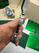 Rolex Day-Date Presidente 40mm Aço Mostrador Prata Árabe