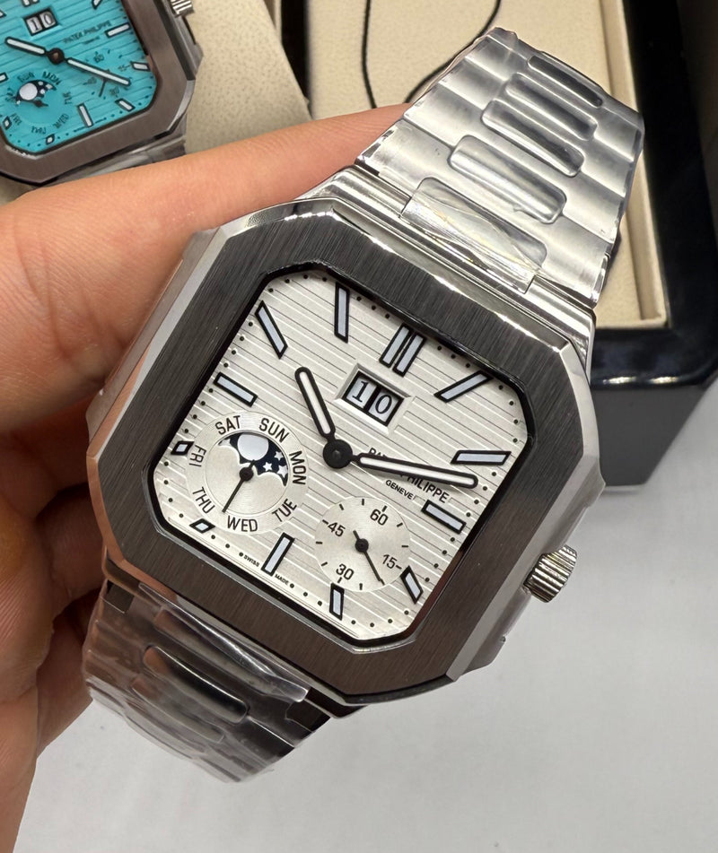 Patek Philippe Cubitus Fases da Lua 42mm, Mostrador Branco
