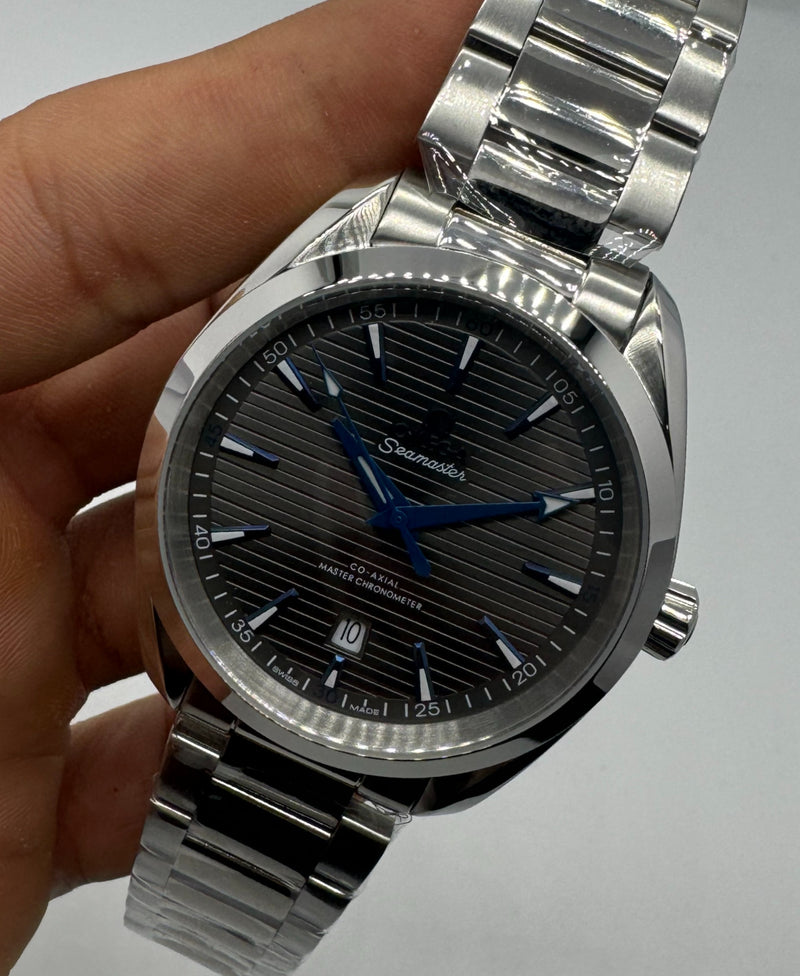 Omega Aquaterra 41,5mm Aço Mostrador Cinza Luneta Lisa