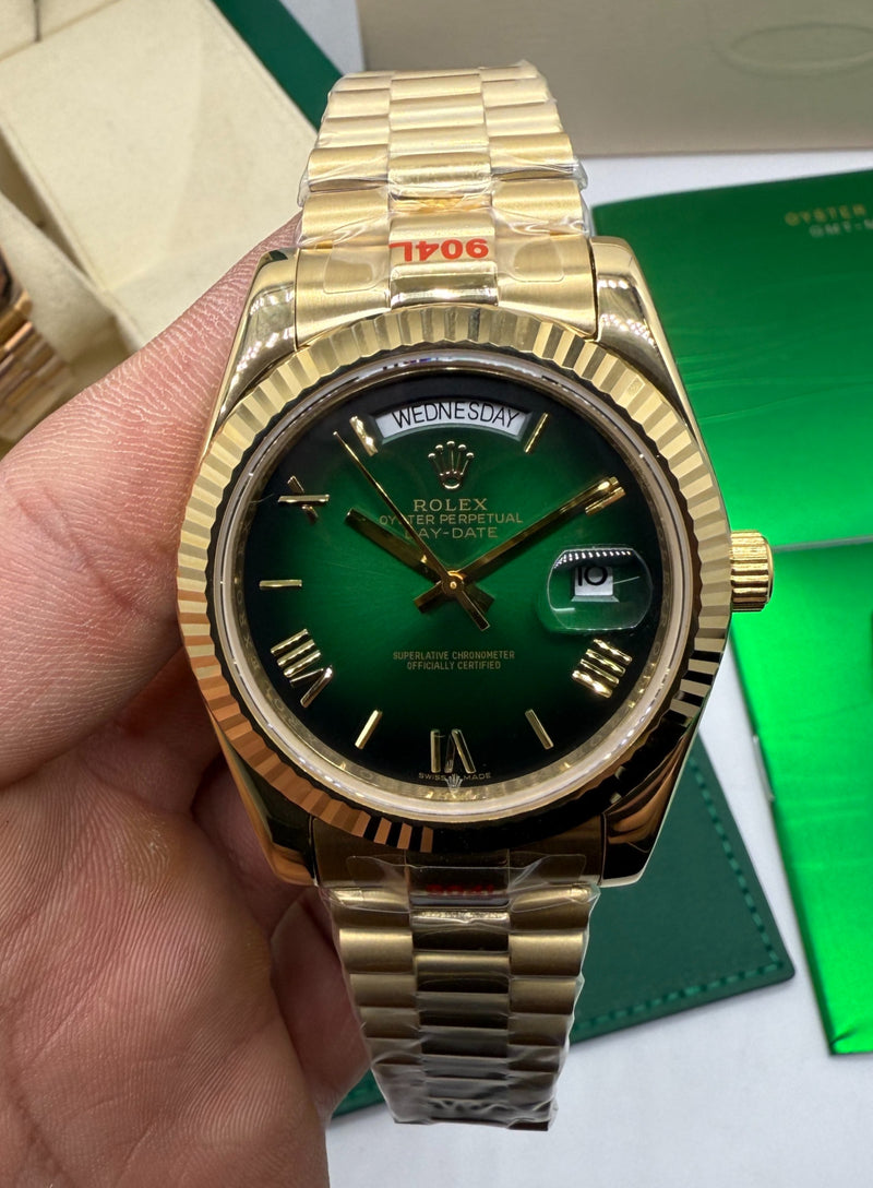 Rolex Day-Date Presidente 40mm Dourado Mostrador Verde