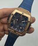 Hublot Spirit Of Big Bang 42mm, Aço/Rose Mostrador Azul Esqueleto