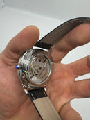 Cartier Drive 41mm Turbilhão Aço - Mostrador Preto - Pulseira Couro