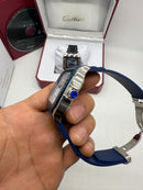 Cartier Santos 40mm - Aço Mostrador Branco - Pulseira Borracha